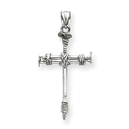 Unisex Gold Classics&#40;tm&#41; 14kt. White Gold Nail Cross Pendant - image 