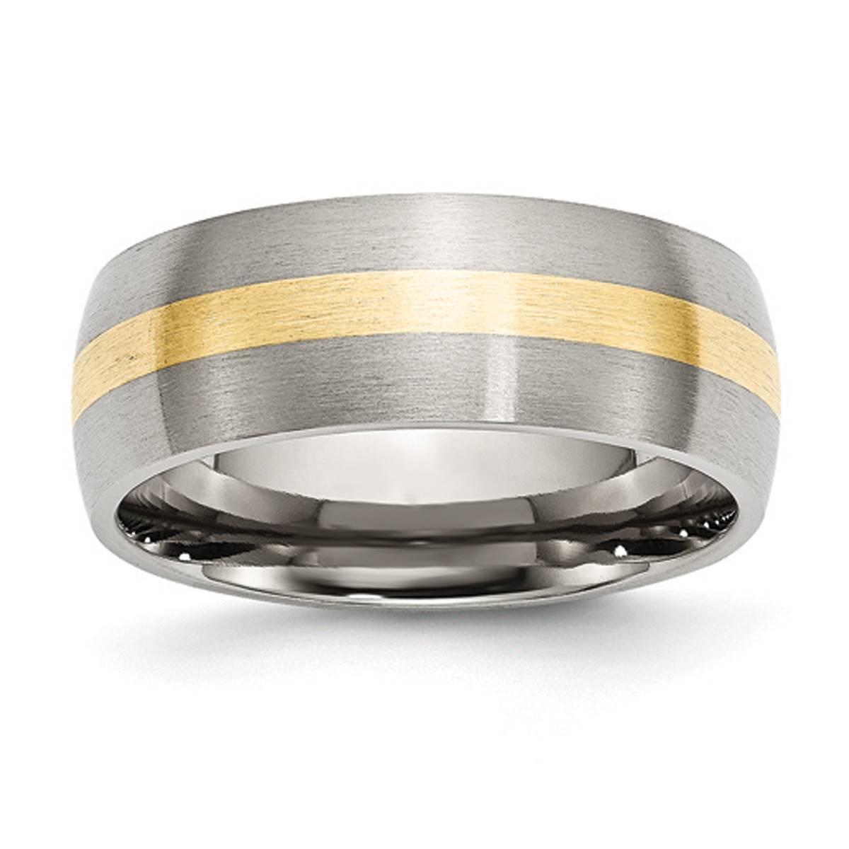 Mens Gentlemen’s Classics™ Steel 14kt. Yellow Inlay Band