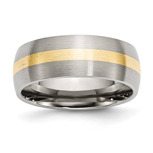 Mens Gentlemen's Classics&#40;tm&#41; Steel 14kt. Yellow Inlay Band - image 