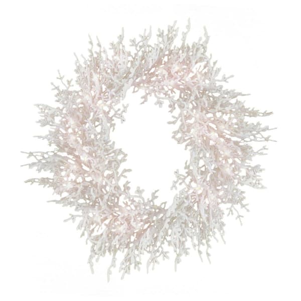 National Tree 30in Christmas by the Sea Coral Wreath w/ LED Light - image 