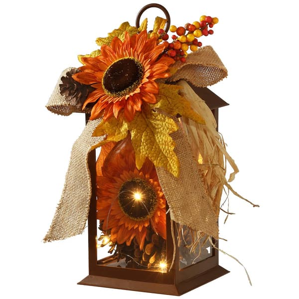National Tree 12in. LED Decorated Autumn Lantern - image 