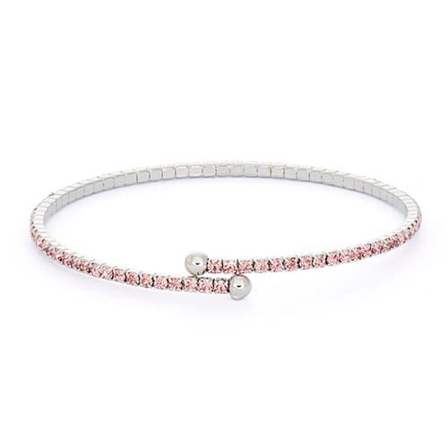 Rhodium Plated Light Rose Crystal Flex Coil Bracelet