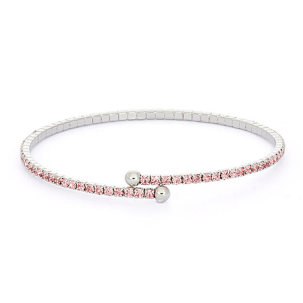 Rhodium Plated Light Rose Crystal Flex Coil Bracelet - image 