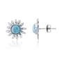 Gemstones Classics(tm) Silver & Larimar Sunflower Earrings - image 1