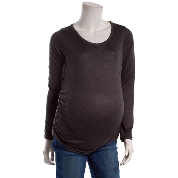 Womens Times Two Maternity Star Long Sleeve Slide Hacci Tee - image 