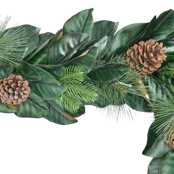Puleo International 6ft. Pre-Lit Magnolia Artificial Garland