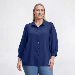 Plus Size Notations Crochet Trim Collar Airflow Blouse