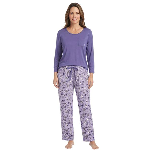 Womens IZOD(R) 3/4 Sleeve Solid Tee & Flowers Pants Pajama Set - image 