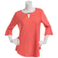 Womens Notations 3/4 Ruffle Sleeve Soild Bar Jacquard Blouse - image 1