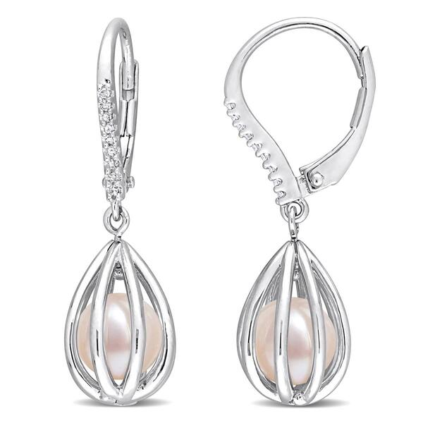 Gemstone Classics&#40;tm&#41; Pearl & Diamond Leverback Earrings - image 