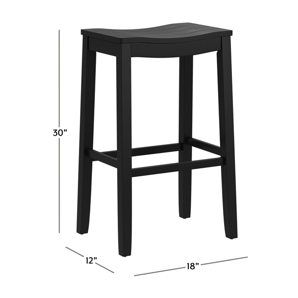 HH2 Home Fiddler Black Backless Bar Height Stool with Saddle Seat