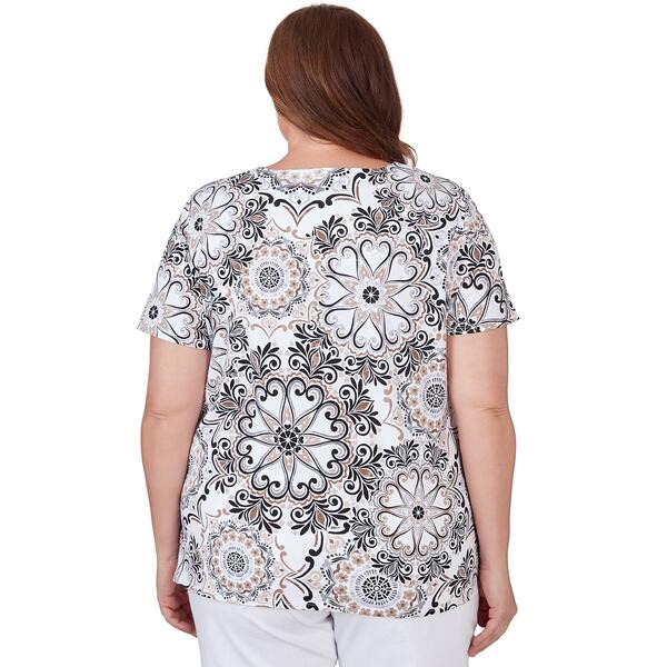 Plus Size Alfred Dunner Key Items Short Sleeve Geometric Tee