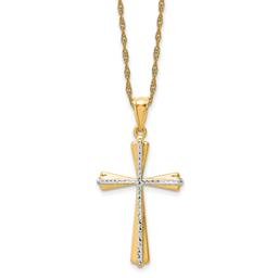 Gold Classics(tm) 14kt. 18in. Diamond Cut Cross Pendant