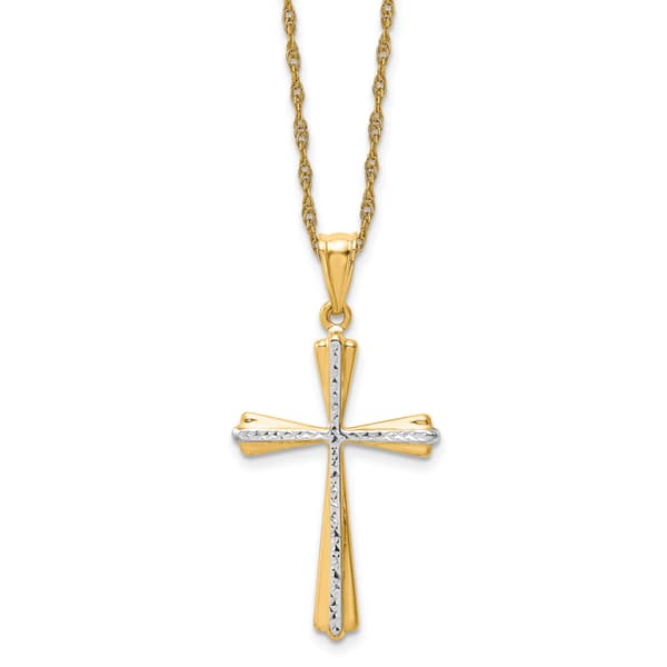 Gold Classics(tm) 14kt. 18in. Diamond Cut Cross Pendant - image 
