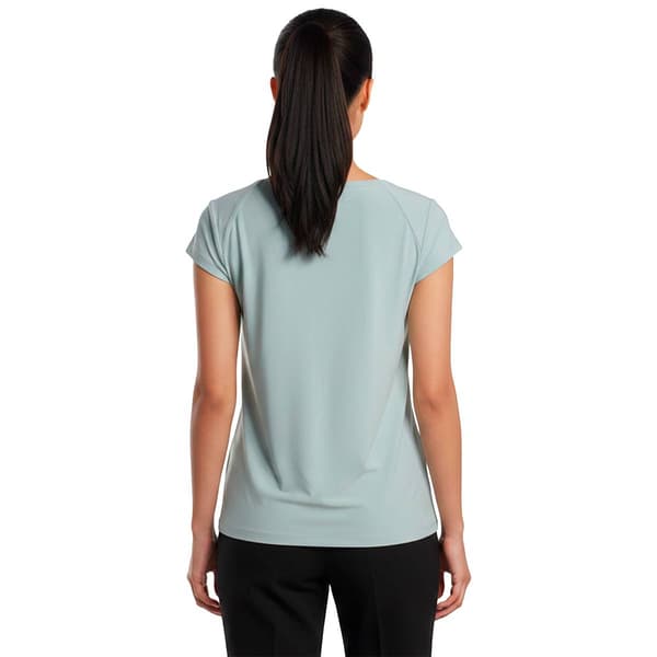 Womens Kasper Cap Sleeve Cowl Neck Solid Blouse