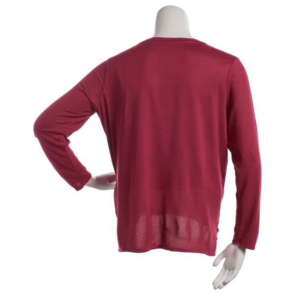 Plus Size Dollhouse Long Sleeve Hacci V-Neck Pajama Top