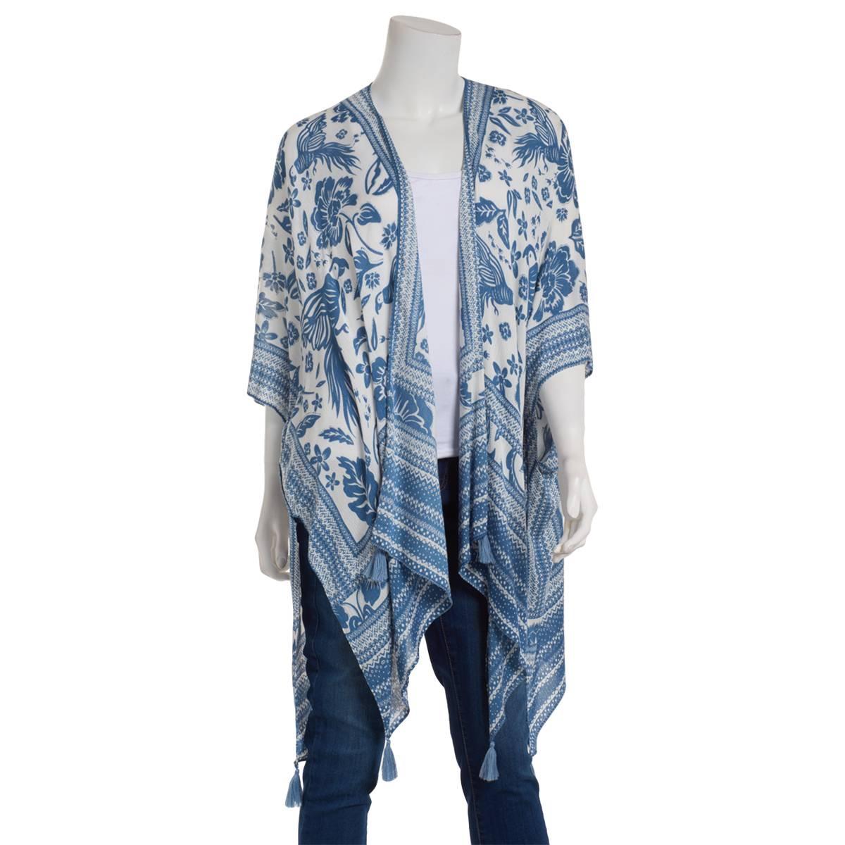 Womens Vince Camuto Bird Floral Block Kimono