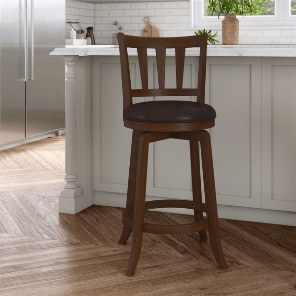 HH2 Home Presque Isle Cherry Wood Counter Height Swivel Stool