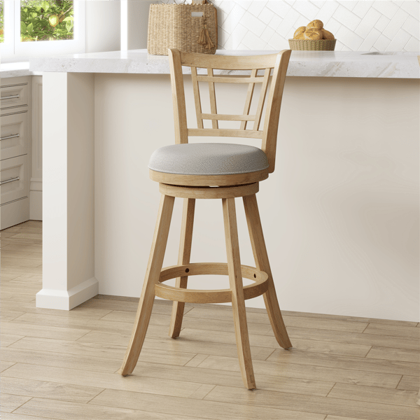 HH2 Home Fairfox Natural Wood Bar Height Swivel Stool - image 