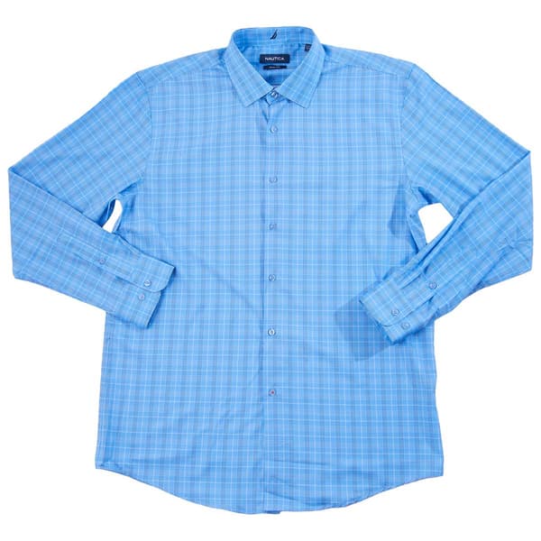 Mens Nautica Slim Fit Dress Shirt - White/Light Blue - image 