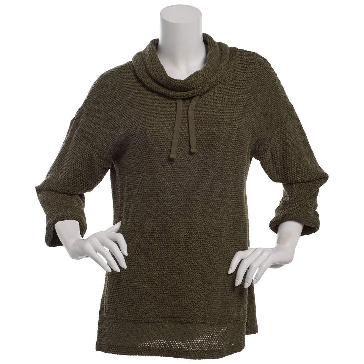 Petite Robert Louis Cowl Neck Kangaroo Pocket Sweater