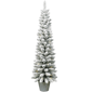 Santa''s Workshop 5ft. Pre-Lit Warm White Flocked Slim Potted Tree - image 1