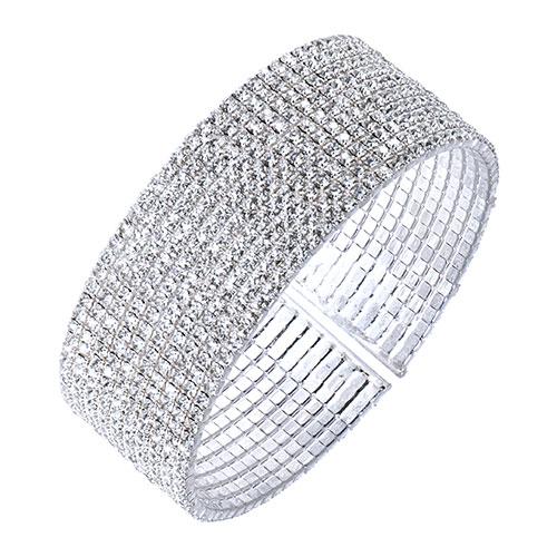 Anne Klein Silver Tone &amp; Crystal Cuff Bracelet