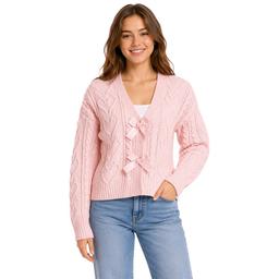 Juniors Plus Madden Girl Cable Bow Cardigan