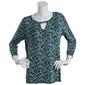 Plus Size Emaline Key Items Printed 3/4 Sleeve Cut-Out Top - image 1