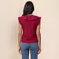 Womens Nicole Miller Cap Ruffle Sleeve V Neck Ribbed Blouse - image 4