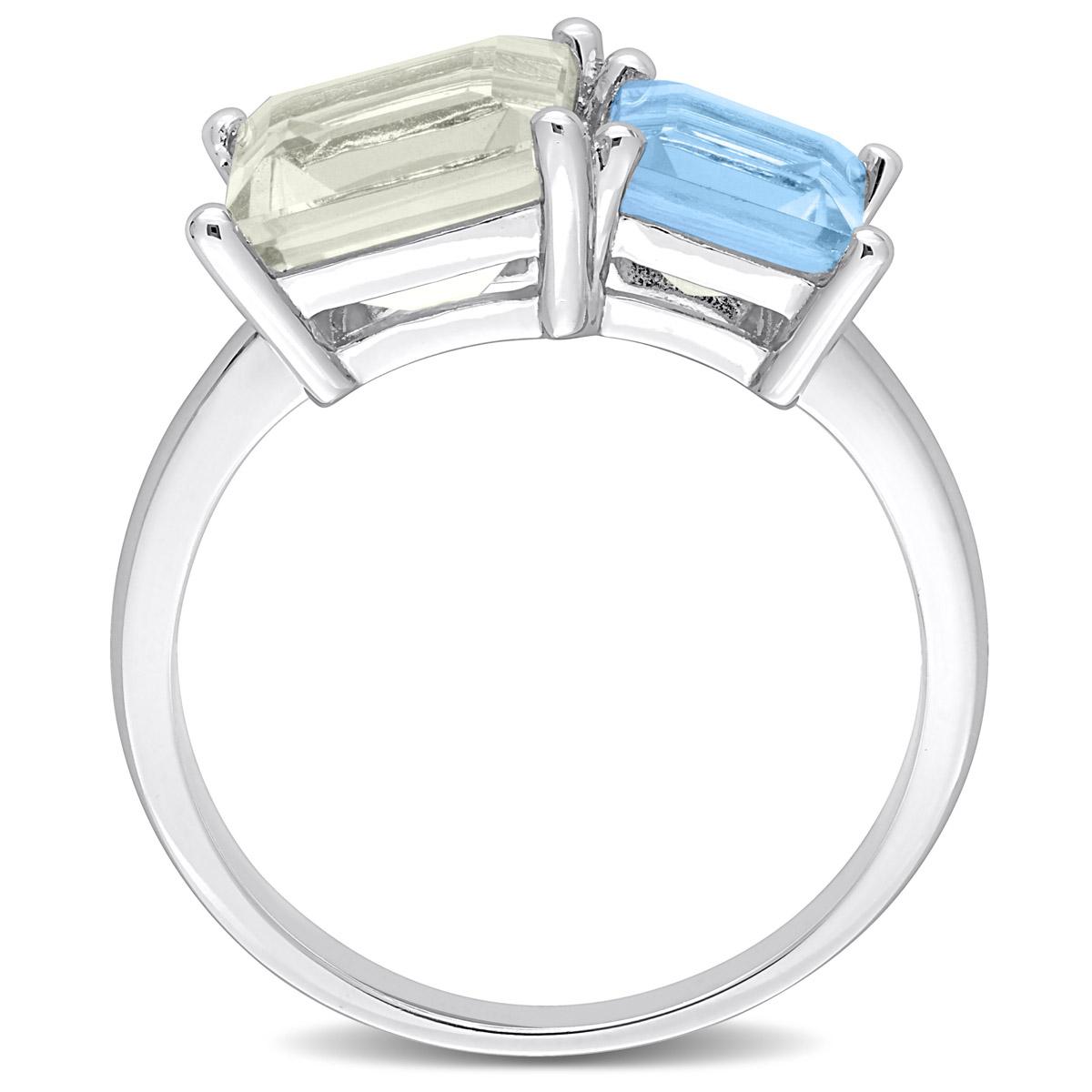 Gemstones Classics™ Square Green Quartz & Sky Blue Topaz Ring