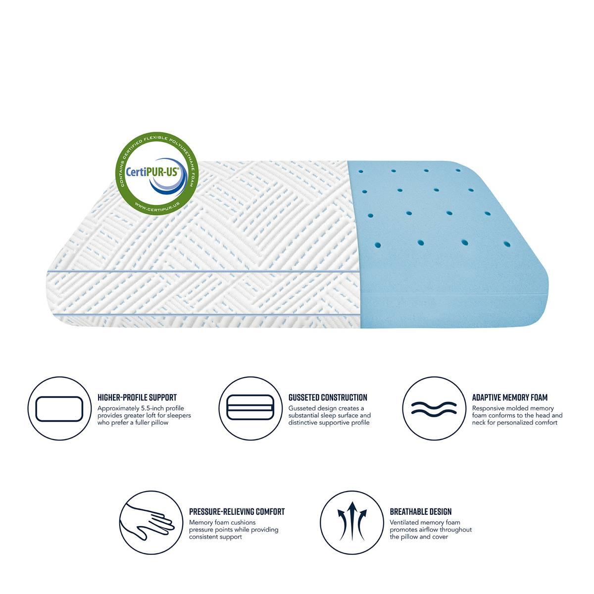 Levitate Sleep Comfort Support Gel Memory Foam Bed Pillow