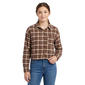Juniors No Comment Cropped Plaid Flannel Shirt- Brown - image 2