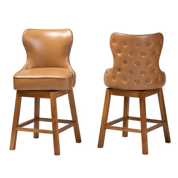 Baxton Studio Gradisca Faux Leather 2pc. Swivel Counter Stool Set