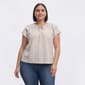 Plus Size Absolutely Famous Short Sleeve Ruffle Neck Ikat Blouse - image 1