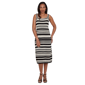 Petite Ruby Rd. Tropical Noir Sleeveless Stripe Knit Dress - image 1