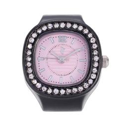 Womens Black-Tone Pink Square Dial Ring Watch - BRWS2BV-02