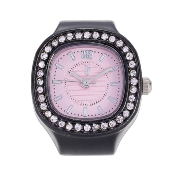 Womens Black-Tone Pink Square Dial Ring Watch - BRWS2BV-02 - image 