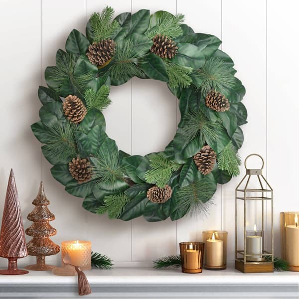 Puleo International 32in. Magnolia Artificial Wreath