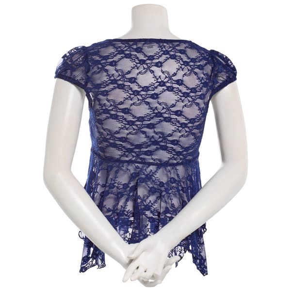 Juniors Madden Girl Floral Lace Cap Sleeve Sharkbite Top