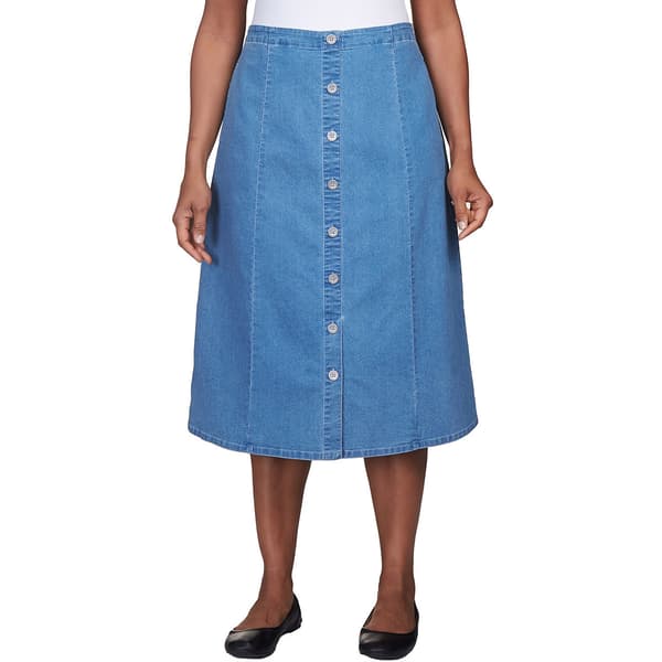 Petite Alfred Dunner Denim Button Front Skirt