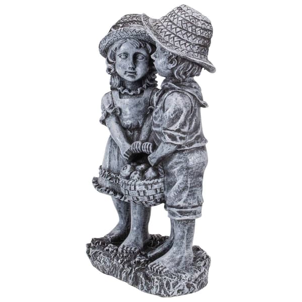 Northlight Seasonal 13in. Boy & Girl Apple Picking Garden Statue
