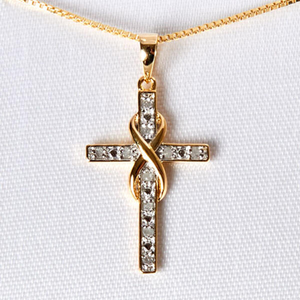 Marsala Diamond Accent 1/10ctw. Cross Infinity Necklace - image 