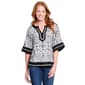 Womens Ali Miles Short Sleeve Split Neck Pattern Top - image 1