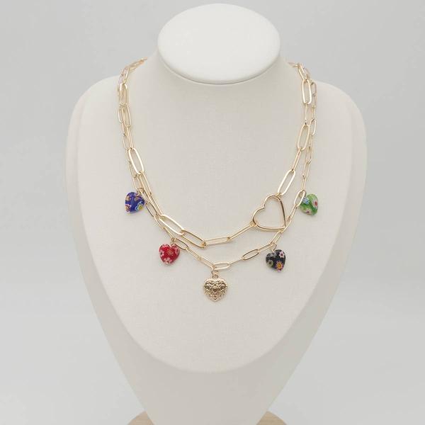 Ashley Heart Layered Charm Necklace - image 