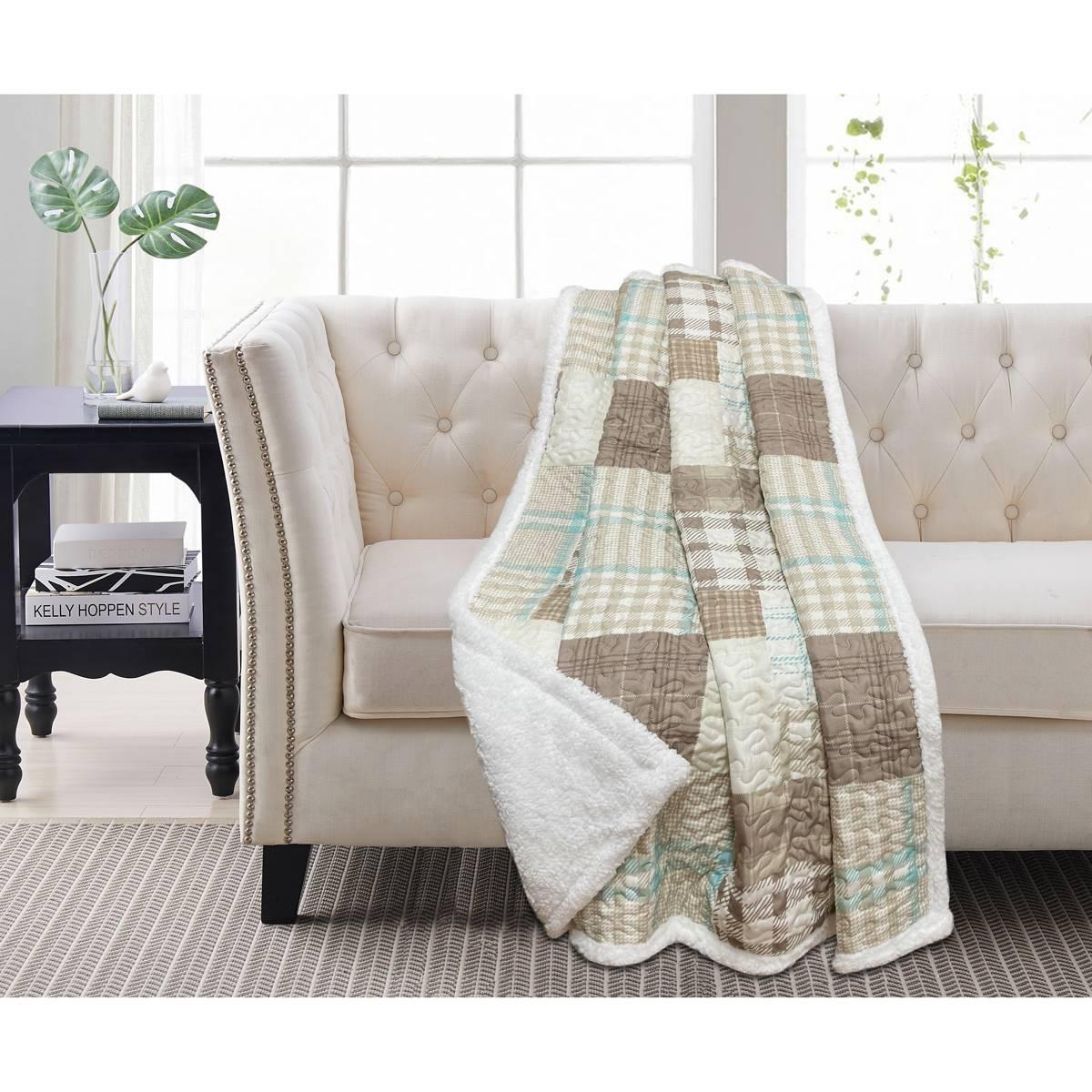 Harper Lane Aubin Patchwork Sherpa Throw