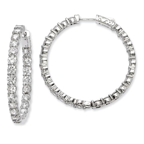 Sterling Silver 39mm x 38mm Hoop Earrings - image 