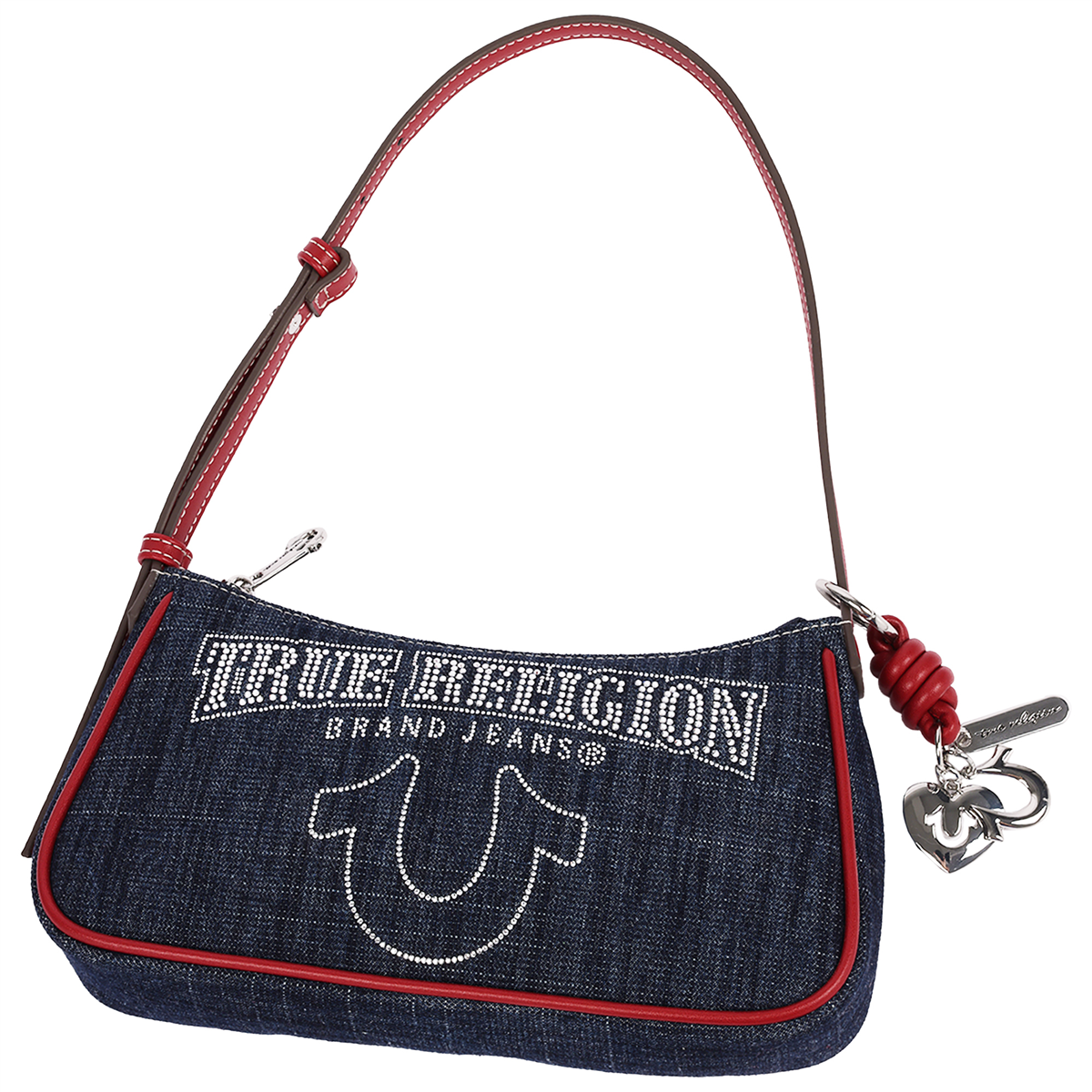 True Religion Bling Logo Denim Shoulder Bag