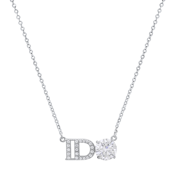 Saffron 1ctw. Moissanite Diamond I Do Wedding Pendant Necklace