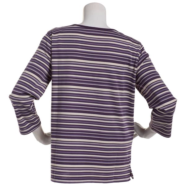 Plus Size Hasting & Smith 3/4 Sleeve Stripe Open Crew Neck Top
